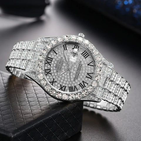 Strap Roman Scale Rhinestone Quartz Watch Wristwatch Relogio
