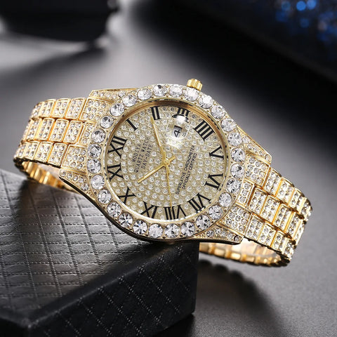 Strap Roman Scale Rhinestone Quartz Watch Wristwatch Relogio