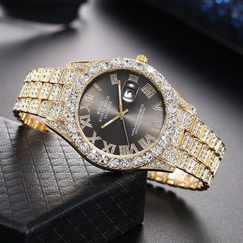 Strap Roman Scale Rhinestone Quartz Watch Wristwatch Relogio