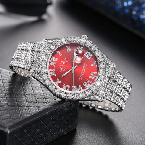 Strap Roman Scale Rhinestone Quartz Watch Wristwatch Relogio