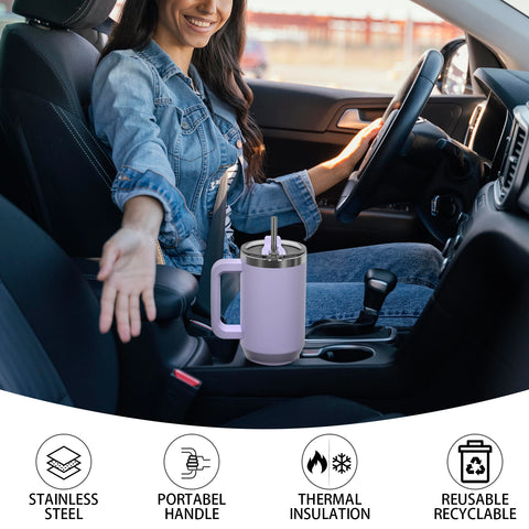 Thermal Bottle with Handle and Straw
