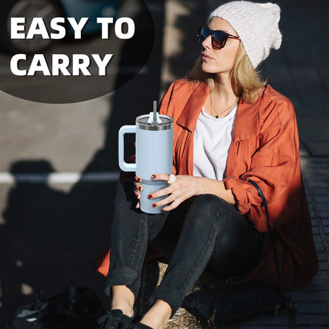 Thermal Bottle with Handle and Straw