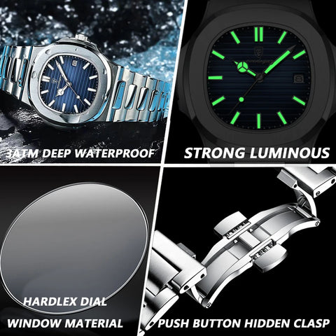 Square Luxury Men Wristwatch