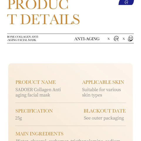 Anti-wrinkle collagen face mask